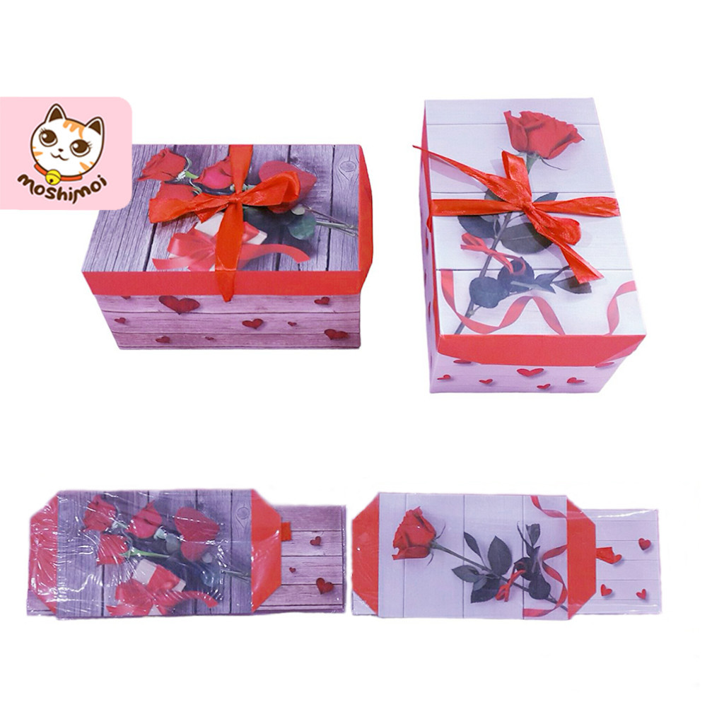 

Gift Box/Hampers/Kotak Kado/Box Rakitan Motif Mawar Love Pita (K)