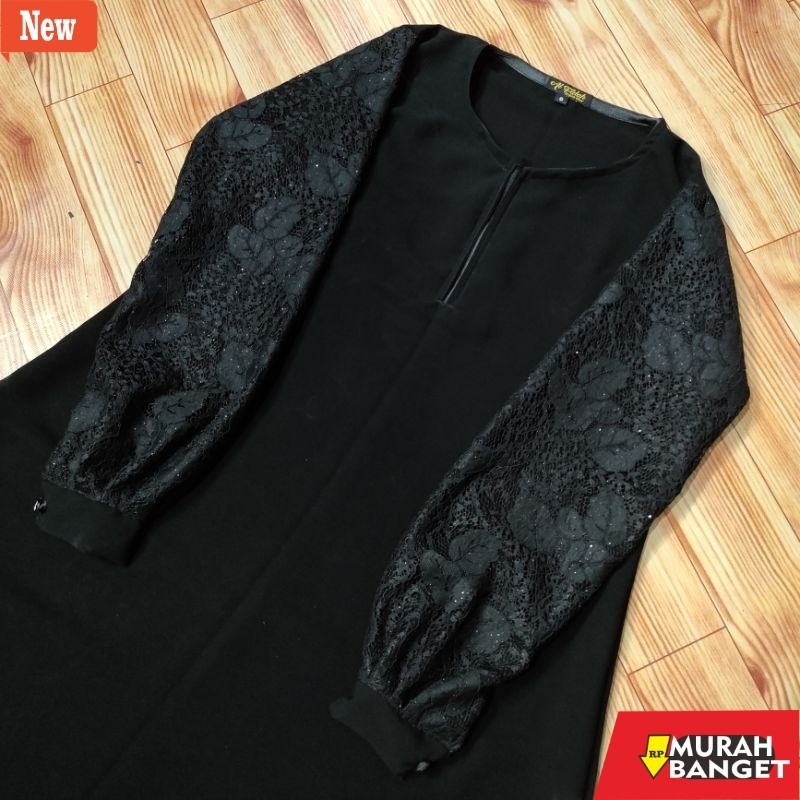 abaya shopee haul 2024 ABAYA HAYFA  [Gamis Brukat Hitam Jettblack]