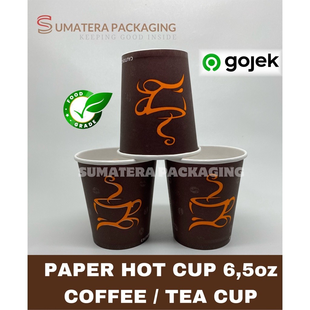 Paper cup 6.5oz 50pcs Tebal Gelas Kertas Kopi Tahan Panas 200ml Medan