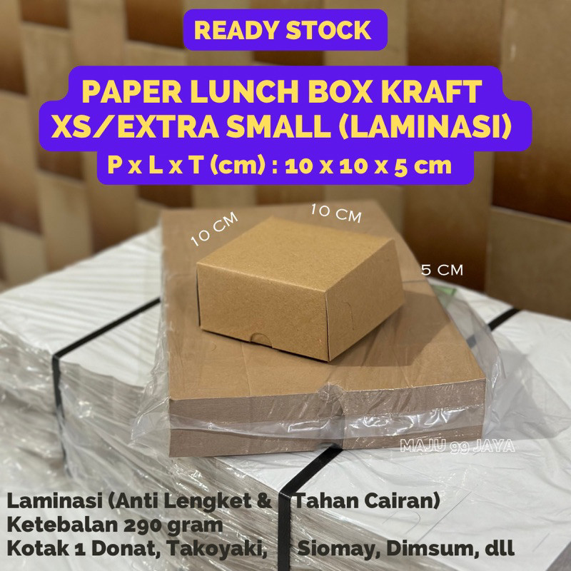 

Paper Lunch Box Kotak Makan Ukuran 10x10x5 cm (Lunchbox XS/Extra Small) Laminasi Tebal 290 gram/gsm Coklat Polos - Lunch Box Kertas, Dus Box, Kotak Dimsum, Kemasan Makanan Take Away, Kemasan Makanan Kertas, Dus Takoyaki, Box Kue