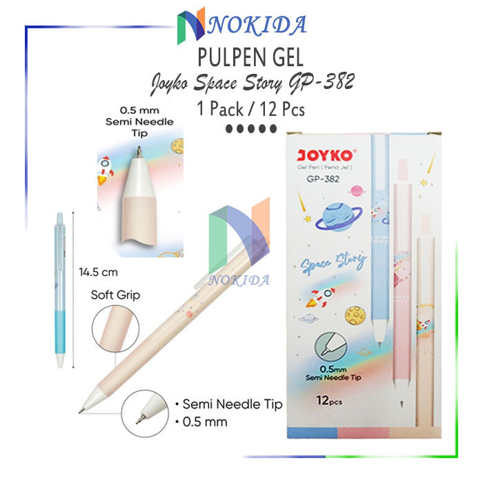 

Nokida Gel Pen Joyko Space Story GP-382 (1 Pack/12 Pcs/0.5 Mm) / Alat Tulis / Ballpoint Pulpen Jel / Balpen 1 Pak