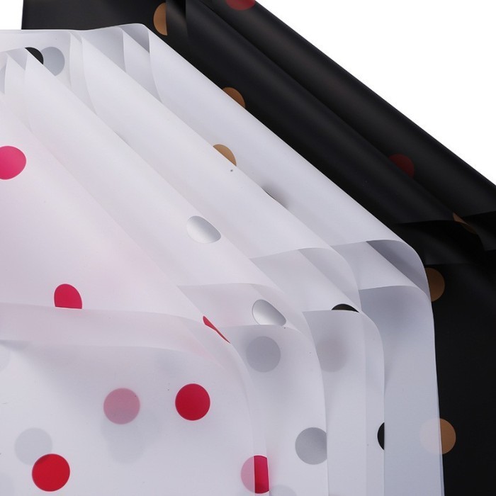 

[ 20 Lembar ] Cellophane Motif Polkadot Flower Wrapping Paper - FWD