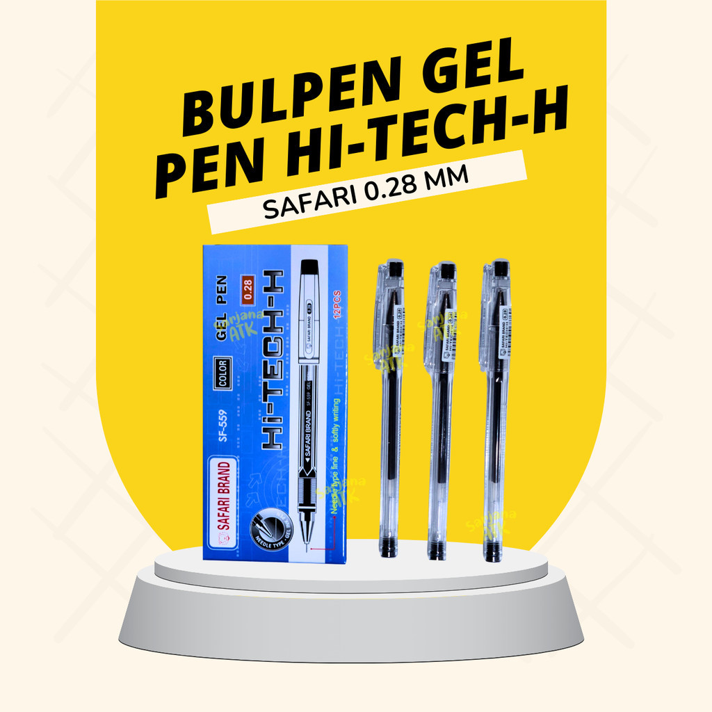 

(12 pcs) Ballpoint / Bulpen / Pulpen Gel Pen Safari Hi-Tech-h 0.28mm