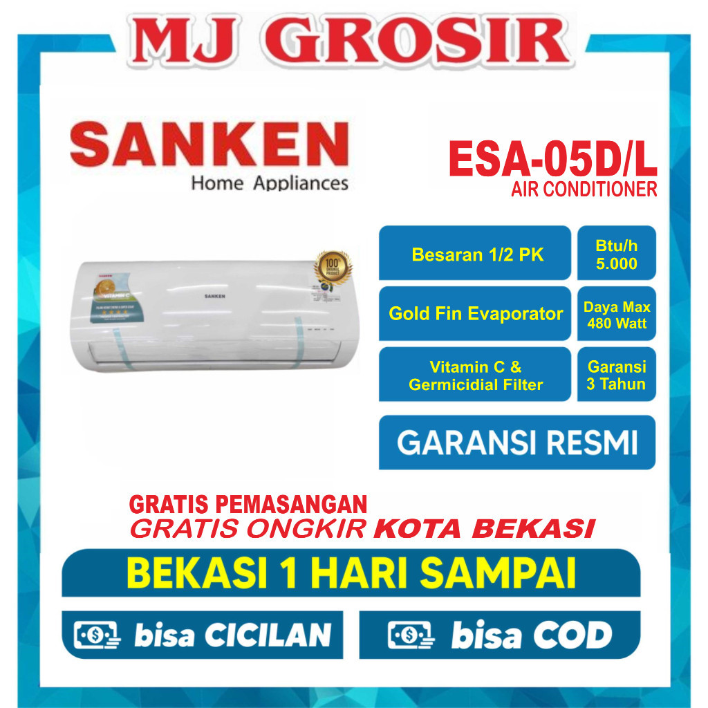 AC SANKEN EC 5 ESA D 0.5 PK 1/2 PK + PASANG R32 STANDARD LOW WATT