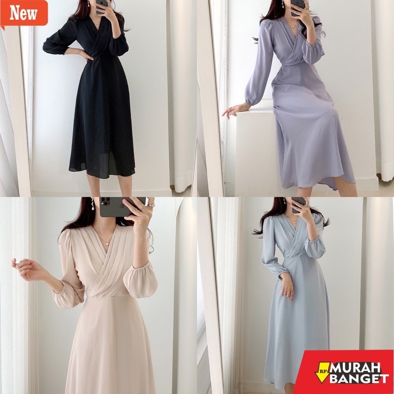 dress wanita kekinian MILLIE 밀리 DRESS KOREAN VINTAGE HIJAB FRIENDLY LENGAN PANJANG SUMMER GAYA RETRO