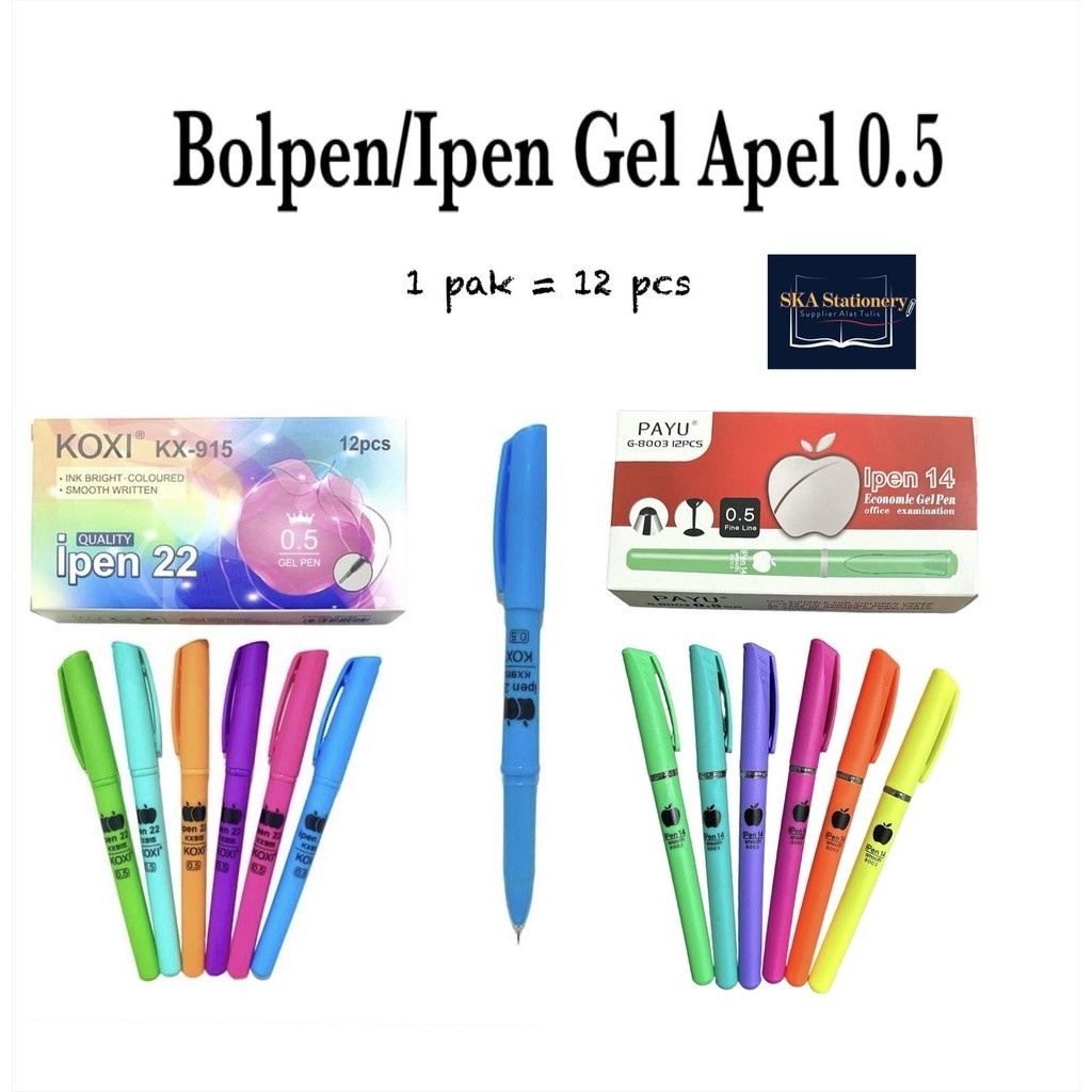 

Bolpen/Ballpoint/Pulpen/Ipen Gel Apel 0.5 (Lusin)