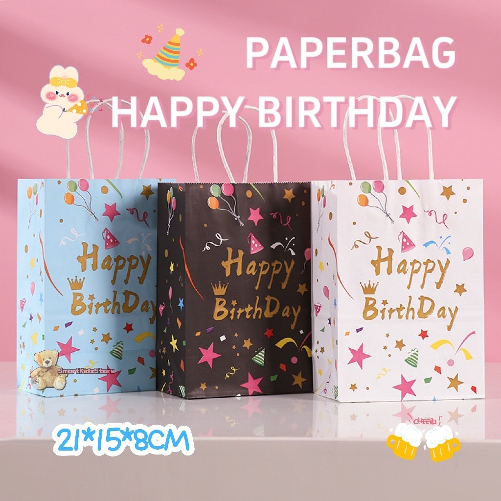 

Paperbag Hadiah Ulang Tahun Paperbag Dengan Motif Happy Birthday 21*15*8cm Tas Kado Dengan Berbagai Warna Dan Motif