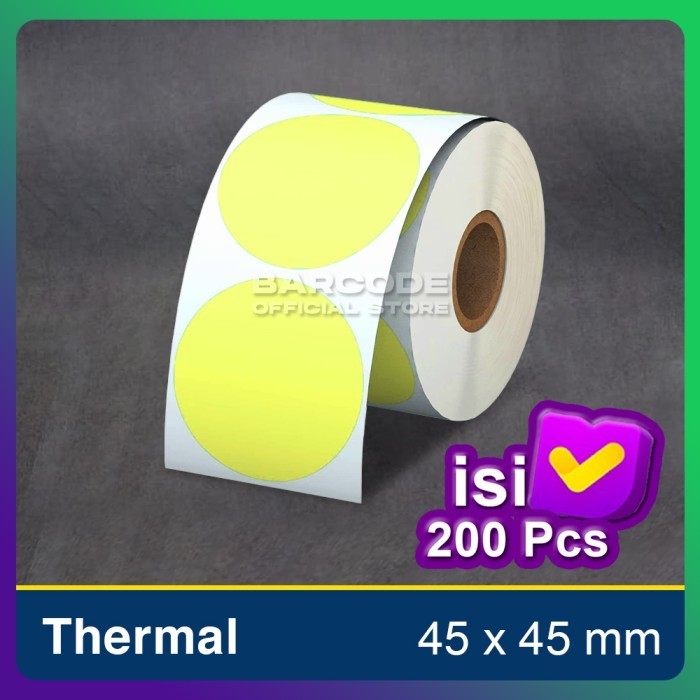 

Label Thermal Bulat 45 x 45 Stiker 45x45 mm Warna Kuning isi 200 Pcs -TMA56