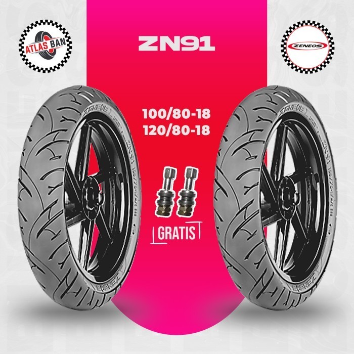 Paket Ban Tubles Motor Honda Tiger ZENEOS ZN91 100/80 - 120/80 Ring 18
