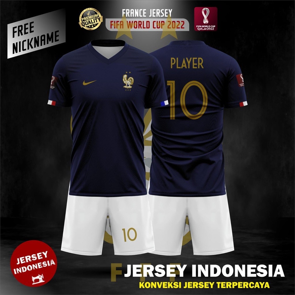 Jersey Sepak Bola TIMNAS PRANCIS FRANCIS FRANCE HOME Navy  Jersey Piala Dunia Qatar FIFA World Cup 2