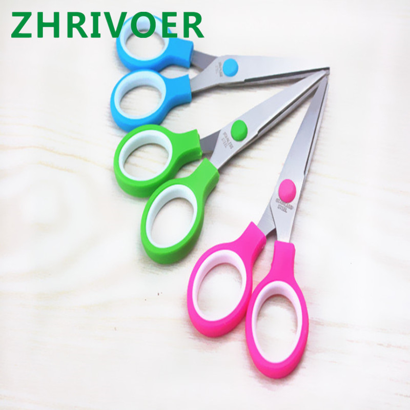 

Color plastic handle hand scissors stainless steel office scissors students paperscissors children safety scissors customization