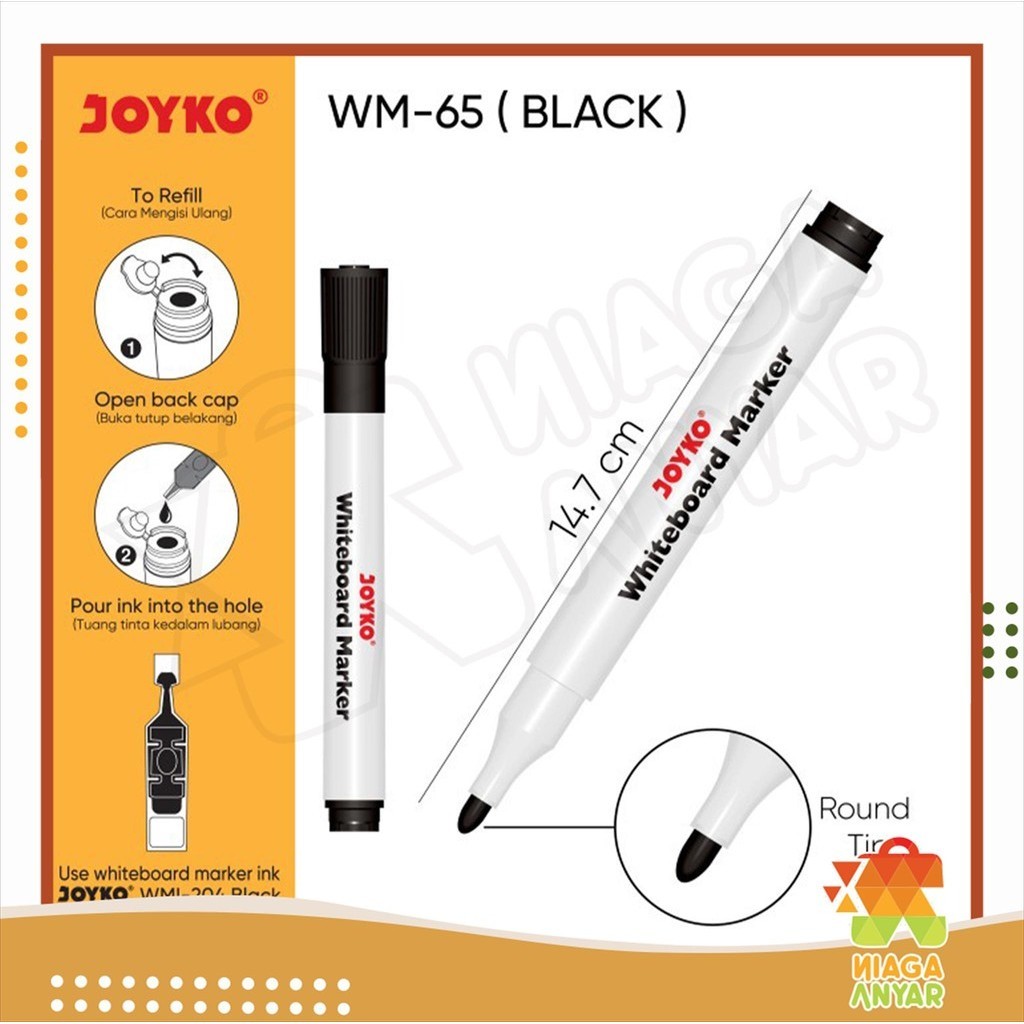 

NAS Joyko Whiteboard Marker WM-65 / Spidol Papan Tulis Dapat Dihapus Refillable Wm 65