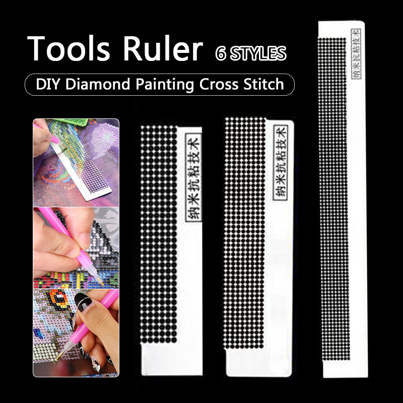 

DIY Diamond Painting Cross Stitch Tools Net Ruler Drilling Ruler Solid Color Stainless Steel Diamond Embroidery Painting Ruler
