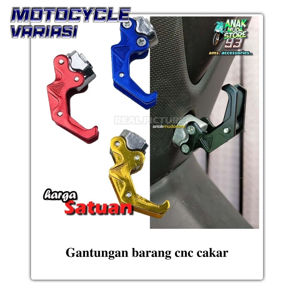 hook gantungan barang cnc cakar khusus motor AEROX CONNECTED 2021-2016 155 VVA