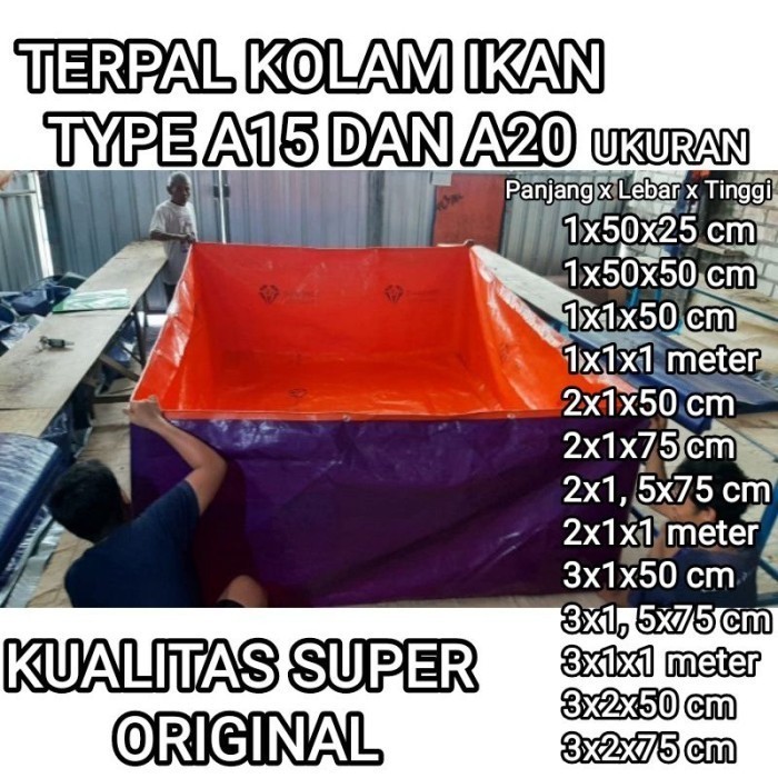 Terpal kolam ikan kualitas a15 dan a20 original Kolam terpal ikan - A15, 3x1x50 cm