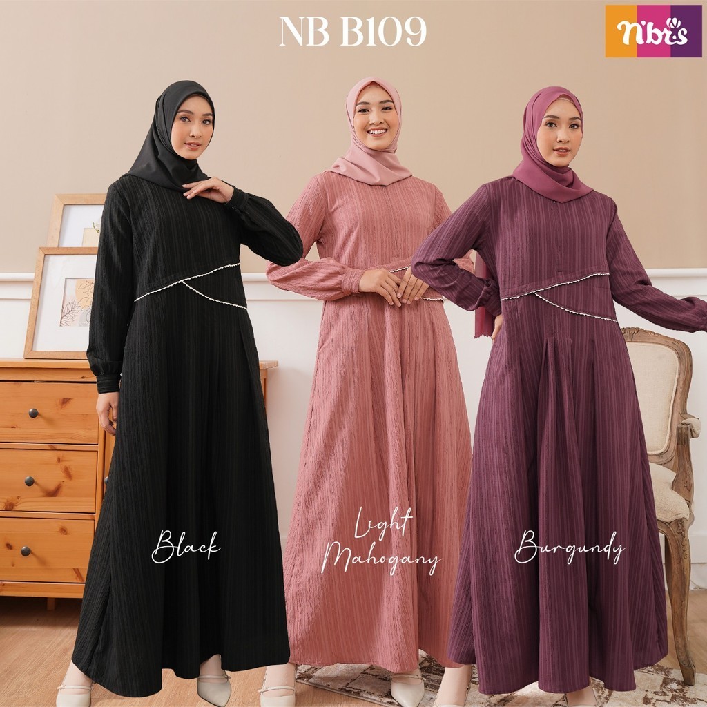 NIBRAS Nb B109 Dress Muslim Dewasa By Nibras ORIGINAL - Gamis Polos Premium