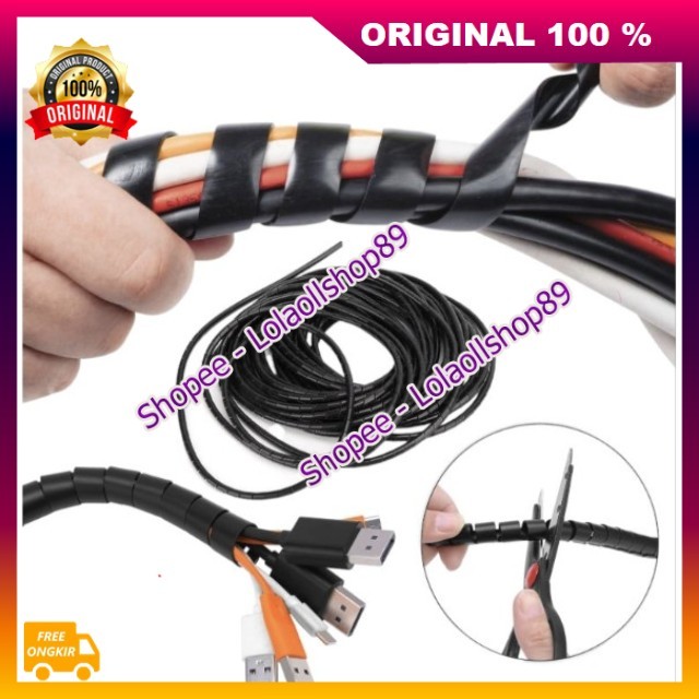 BELI 1 GRATIS 1 Spiral Pelindung Kabel Flexsible Spiral Pembungkus Pelindung Kabel Listrik 100% ASLI