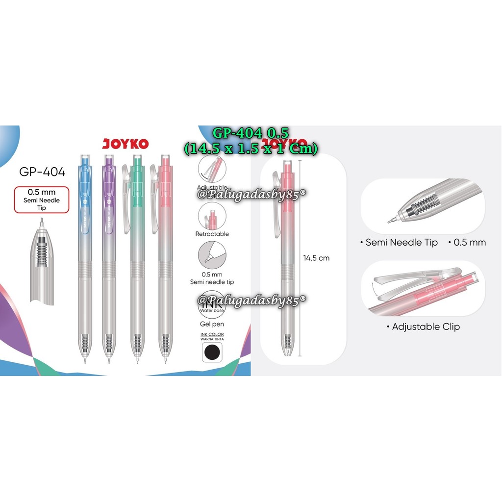 

(1 Biji) Gelpen JOYKO GP-404 0.5 Gel Pen Black / Gel Pen Pulpen Pena Joyko GP-404 0.5 mm