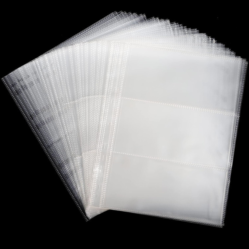 

Money Banknote Paper Money Album Page Collecting Holder Sleeves 3-slot Loose Leaf Sheet Album Protec