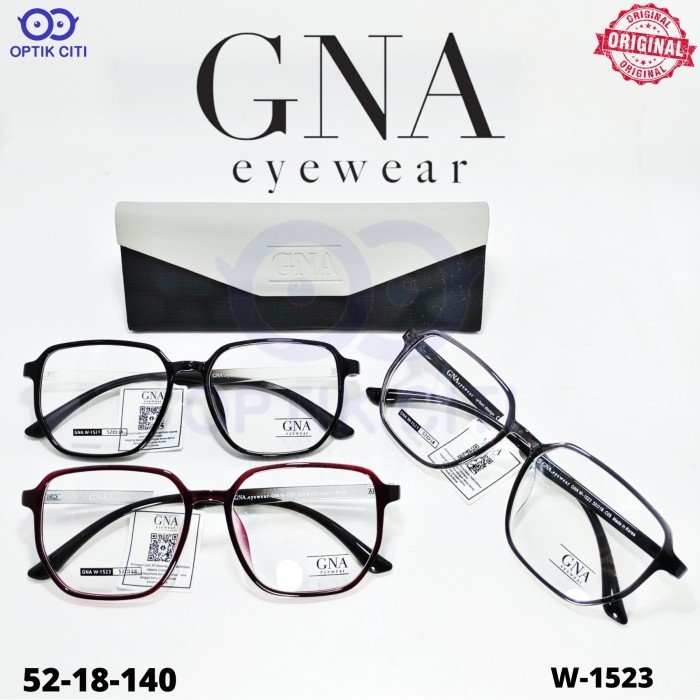 Frame Kacamata Pria Wanita Kotak GNA 1523 Eyewear Original