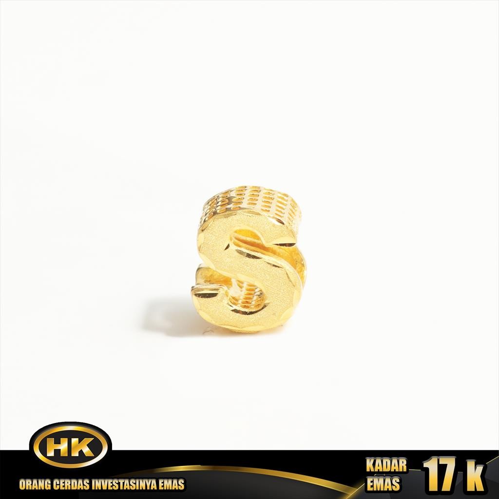 Liontin Emas 17K - HURUF S - HKGOLD