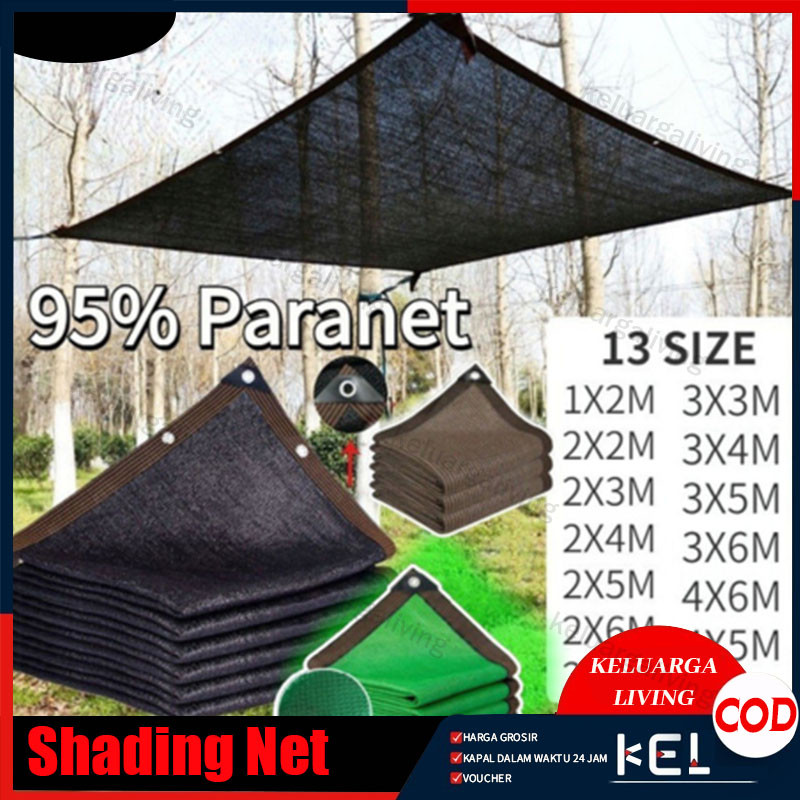 Paranet 95% Lebar 2/3/4 Meter Shading Net Nylon Anti Panas Enkripsi 12-pin Jaring Paranet Pelindung 