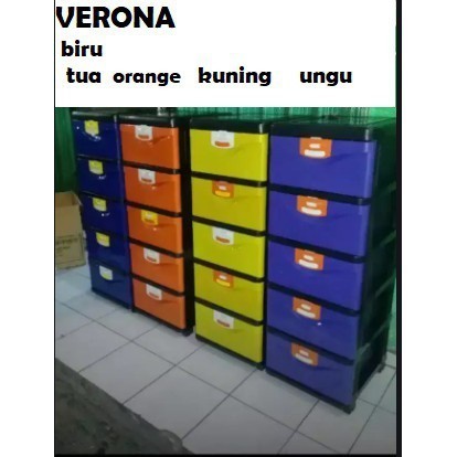 Lemari Laci Lemari Plastik Verona VE 500 5 Susun Kunci Push