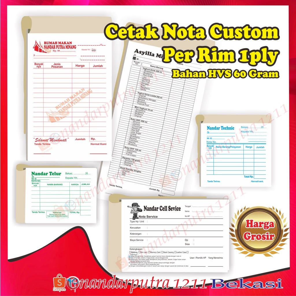 

Cetak Nota Custom 1 Ply / Nota HVS