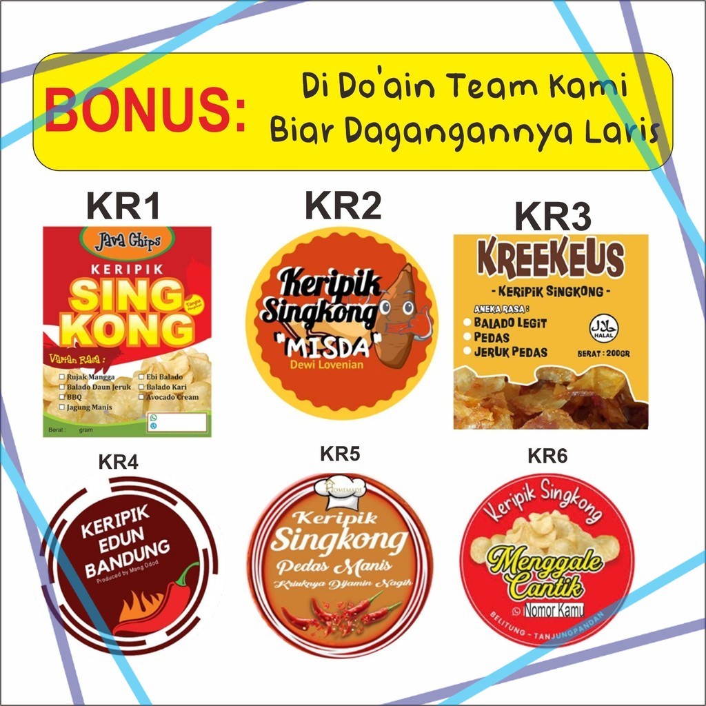 Stiker Murah Sticker Label Kemasan Jualan Produk Keripik Singkong Gratis Desain Free Cutting JAYAPRI