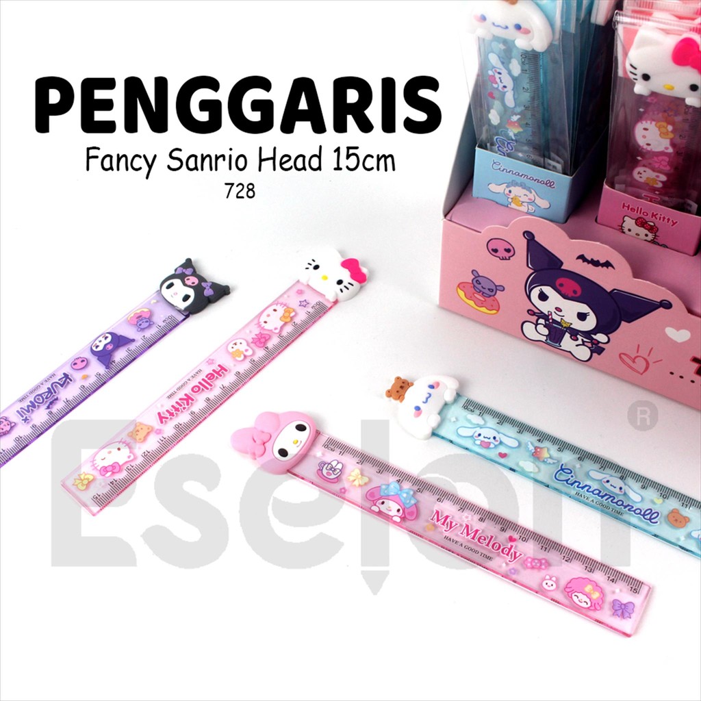 

[MaxMart] 1buah Penggaris 15cm Kepala Sanrio / Penggaris 15cm 728