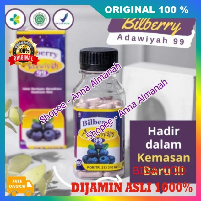 Bilberry Adawiyah 99 Ekstrak Kapsul Herbal Alami Untuk Mata Minus, Katarak, Rabun, Buram Ampuh 100% 