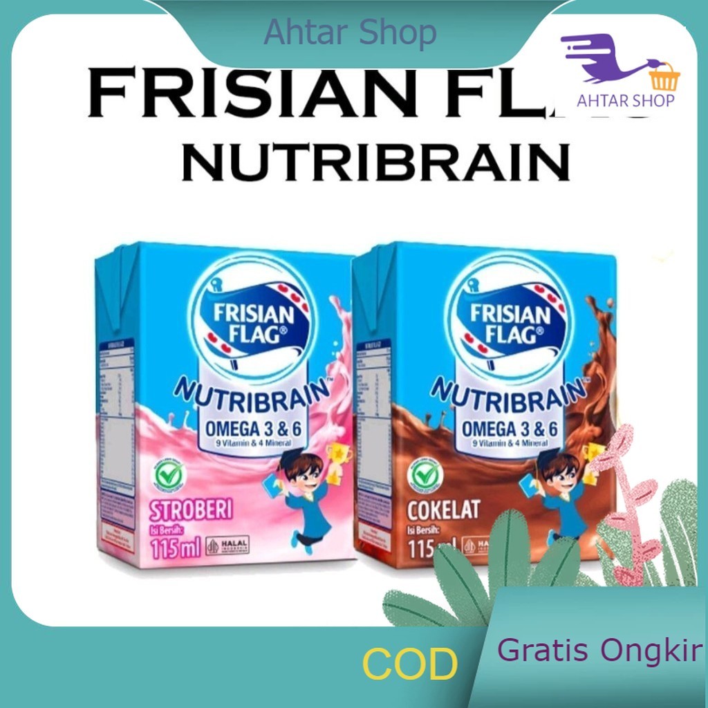 

Frisian Flag UHT Nutribrain Susu Bendera Cair Liquid Isi 6 Kotak Coklat Stoberi