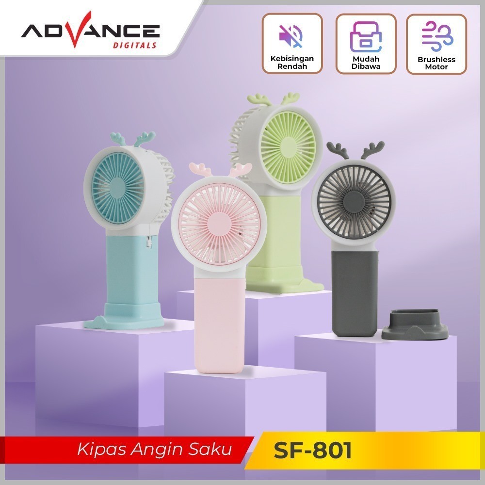 Kipas Tangan / Gagang ADVANCE SF801 Kipas Mini Fan Portable Kipas Angin Cas Awet Tahan Lama
