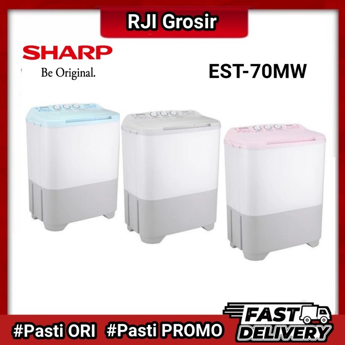 MESIN CUCI SHARP EST 70 MW 7KG 2 TABUNG 70MW 7KG PURE MAGIC LOW