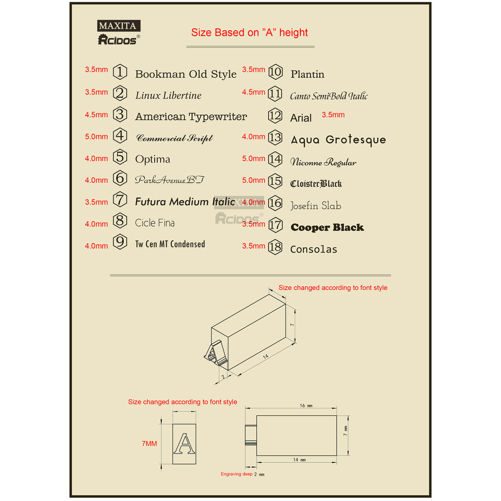 

MAXITA Stamp Machine letters,RCIDOS Brass CNC Engraving Foil Stamping Letters 306pcs/set, Check if in stock before paid