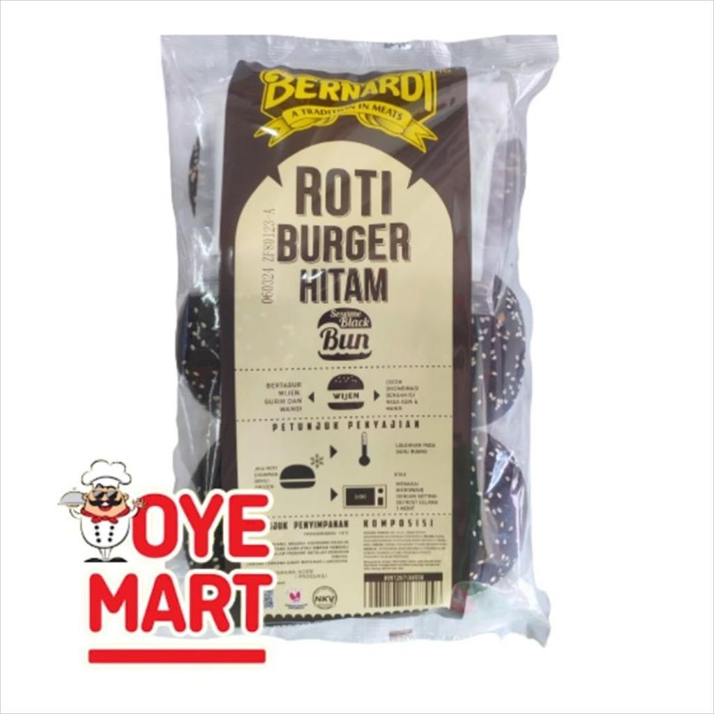 

BERNARDI BURGER BUN HITAM 300GR ISI 6/ROTI BURGER HITAM WIJEN