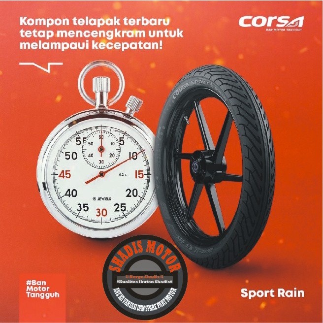 Ban Motor Merk Corsa Tubeless Tipe SportRAIN Ukuran 90/80 Ring 17 Bukan Ban Biasa