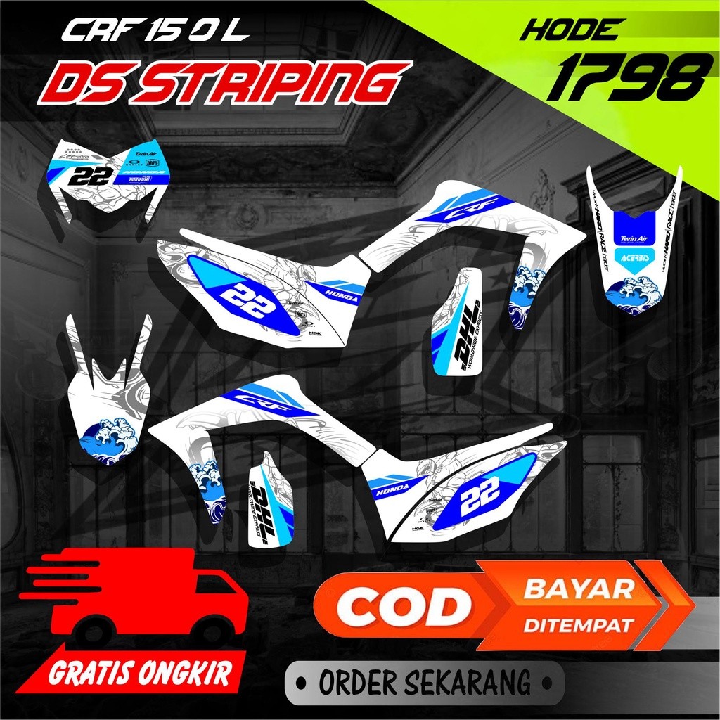 1798 Sticker Striping Motor CRF 150 L List Variasi Semi Full Desain Simpel Keren Terbaru joss