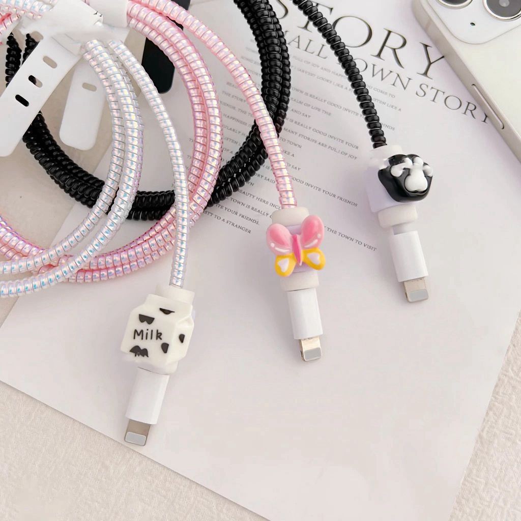 Part 2 Pelindung Kabel Charger Data 1 Set 4 in 1 Super Presisi Cable Bite Kabel Type C USB A Micro U
