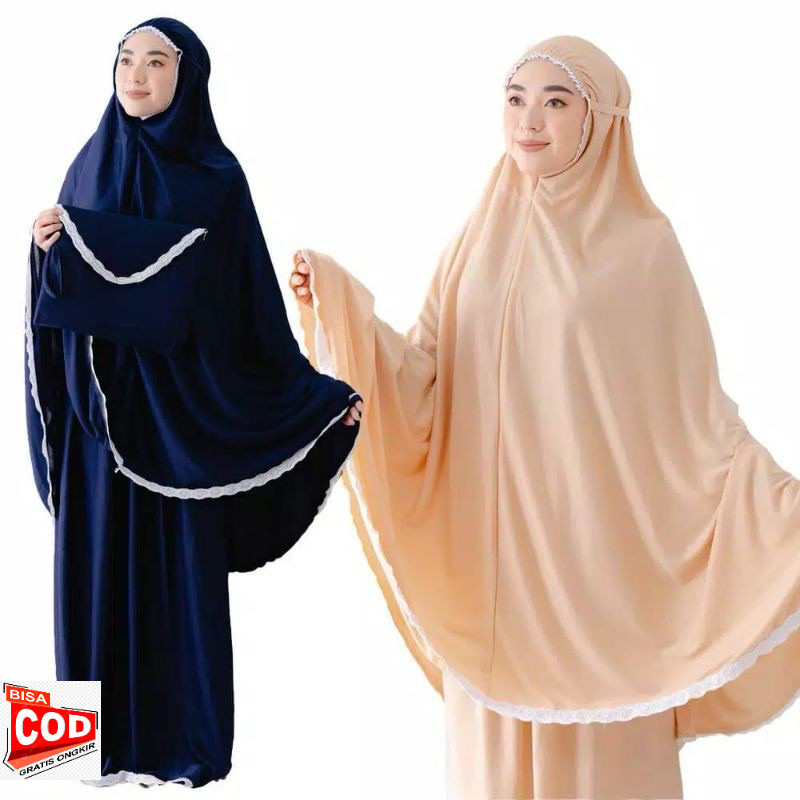 Mukenah Jumbo Polos Renda Hyget  Mukenah Traveling Jumbo