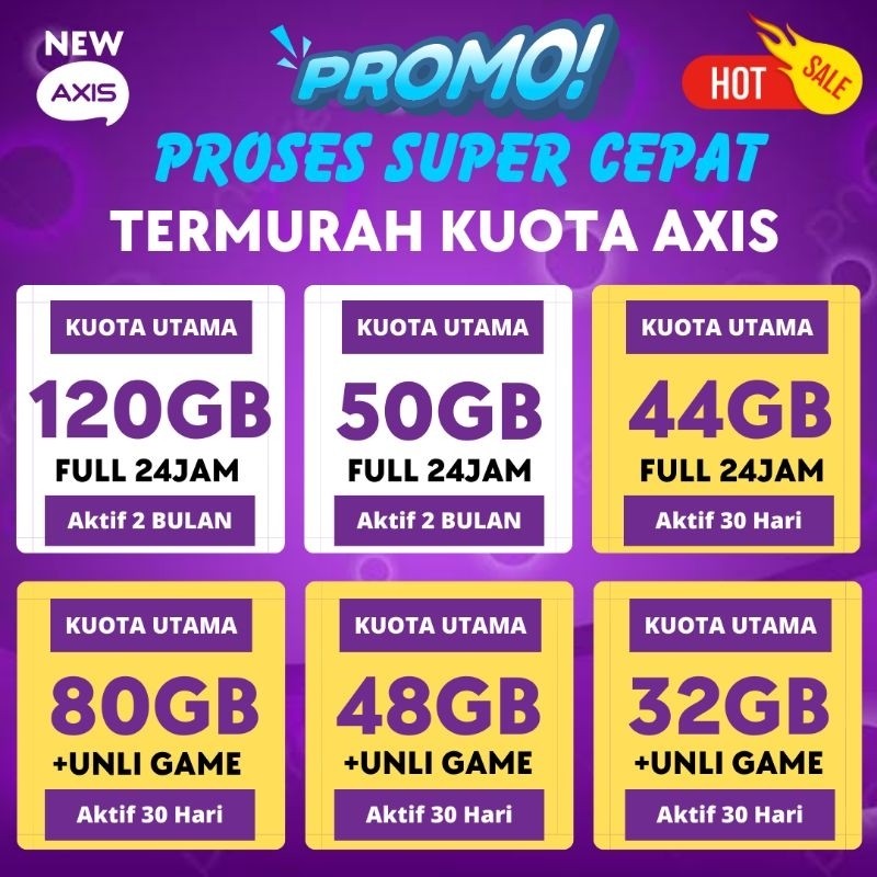 PAKET VOCHER KUOTA AXIS NASIONAL AXIS BRONET VOUCHER AXIS AIGO 120GB 60GB 50GB 44GB 32GB 20GB 12GB 9