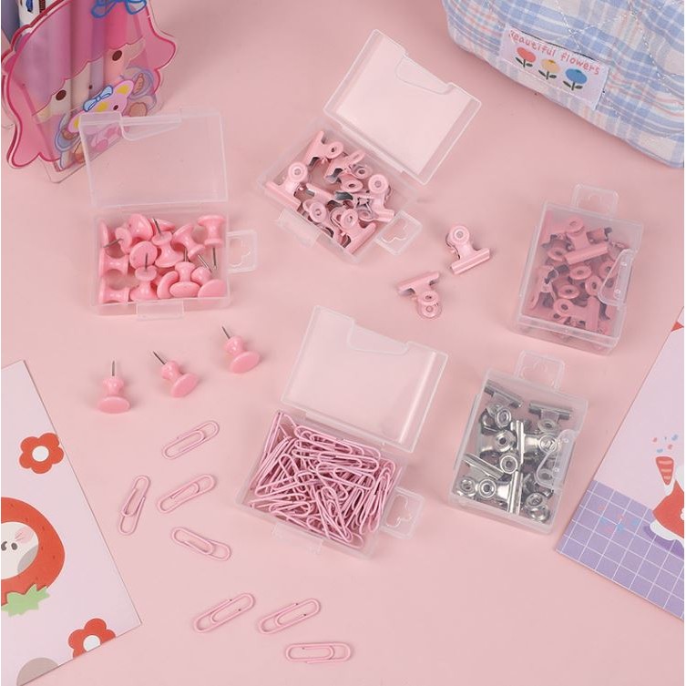 

Klip Push Pin Penjepit Buku Paku Payung Tempel Kertas ATK Aesthetic 1 Set