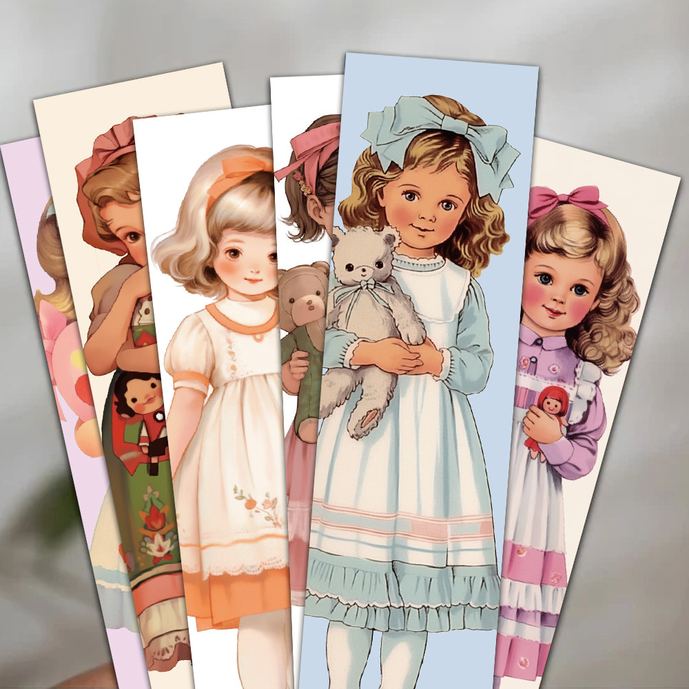 

30pcs Cute Little Girl Bookmark Vintage Art Book Book for Children Reading Page Label For Students With Gift Stationery Cards