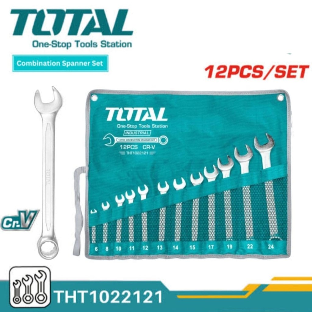 Total Tools - Kunci Ring Pas Set 12Pcs Tht1022121, Kunci Pas Ring 1 Set 12pcs 6-24mm