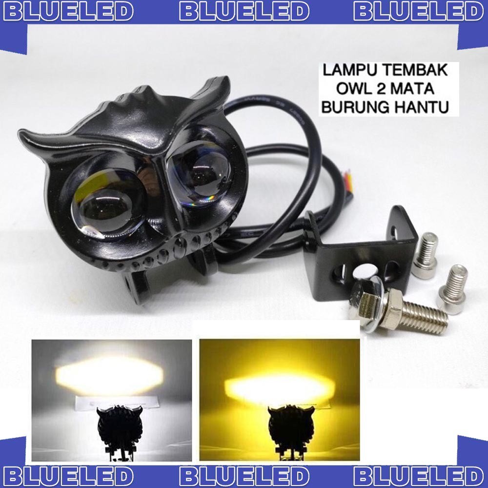 LAMPU TEMBAK LED OWL 2 MATA WARNA PUTIH KUNING JAUH DEKAT SUPER TERANG