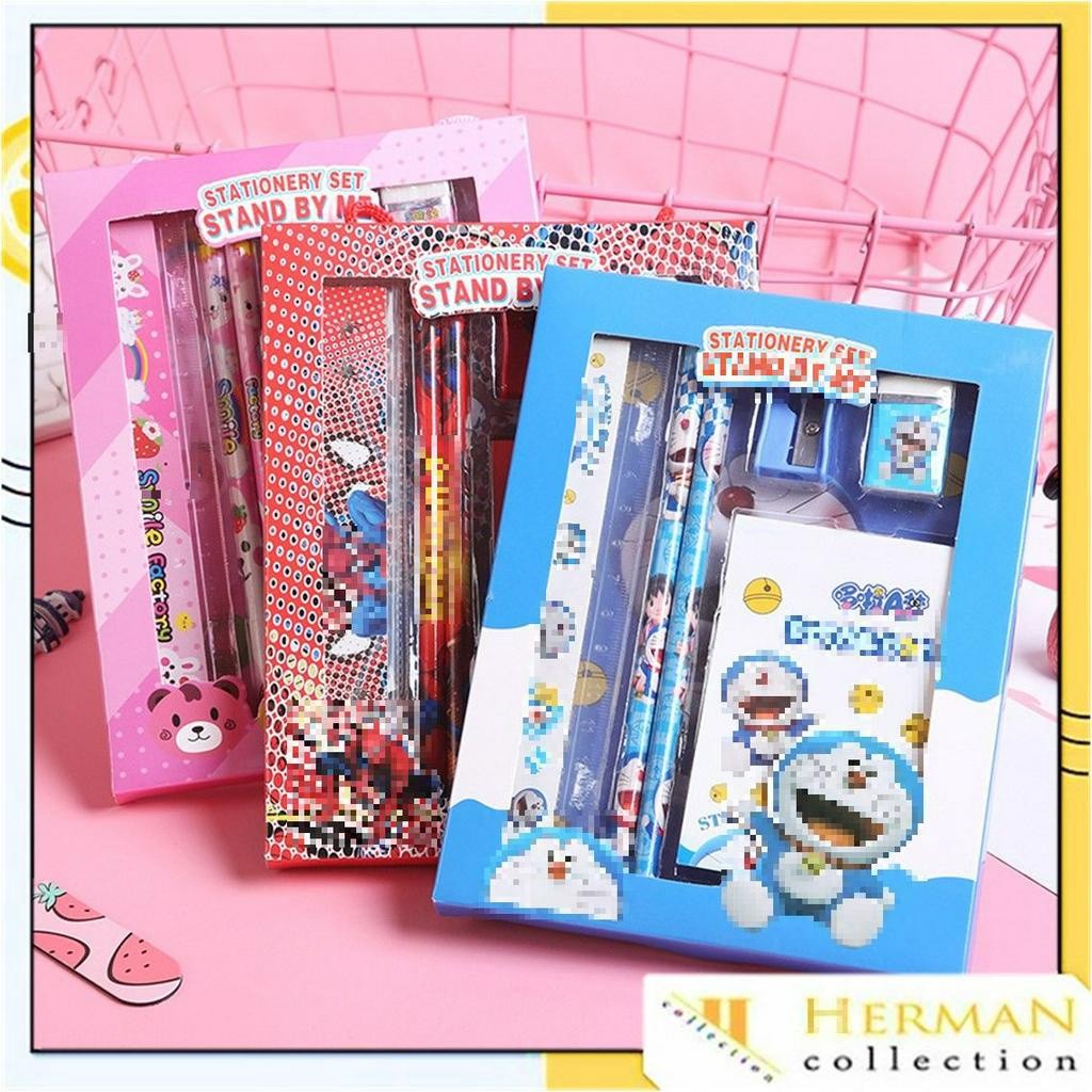 Alat Tulis Anak / HC Alat Tulis Set 6IN1 Stationery Set Lucu Karakter Set Perlengkapan Alat Tulis Se