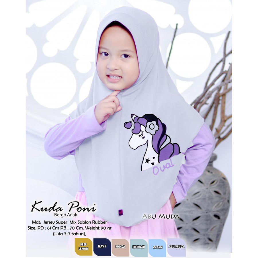 OVAL HIJAB ANAK KUDA PONI JERSEY SUPER SIZE STANDAR