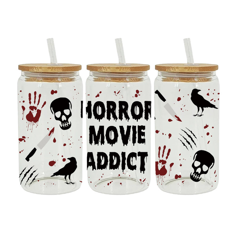 

Halloween Theme UV DTF Transfer Sticker For The 16oz Libbey Glasses Wraps Cup Can DIY Waterproof D16961