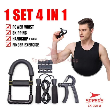 Alat Fitness Handgrip Set 4in1 Exercise Power Wrist Skipping Olahraga Alat Fitness Gym Satu Set  Ala