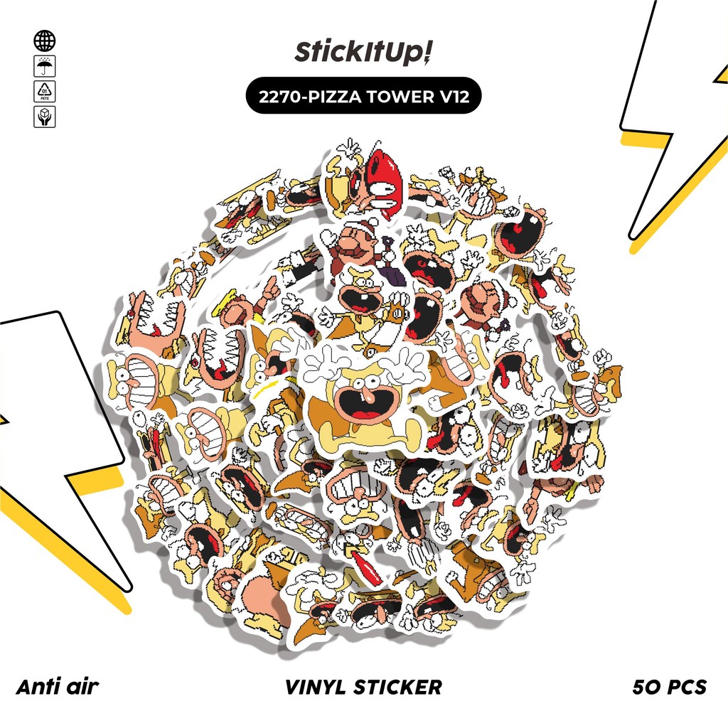 

COD✨ 50 Pcs Stiker Pack PIZZA TOWER V12 Lucu Aesthetic Vynil Waterproof untuk Freebies Sticker Buku Journal Casing HP Laptop